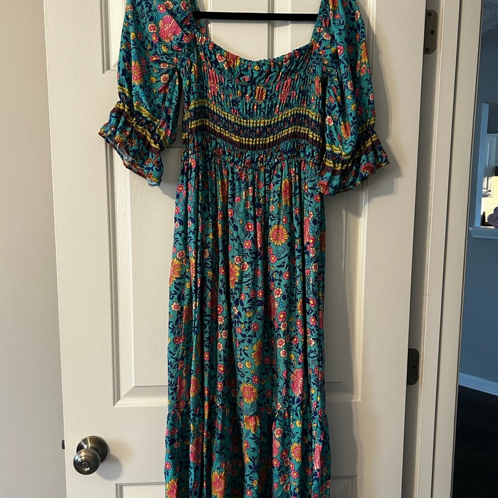 Floral Blue Stretchy Bust Maxi Dress Size XXL - NWT - Picture 4 of 4